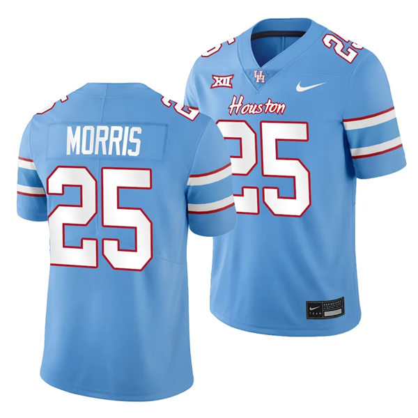 Mens Youth Houston Cougars #25 Jamal Morris Blue Oilers-Themed Retro Football Jersey