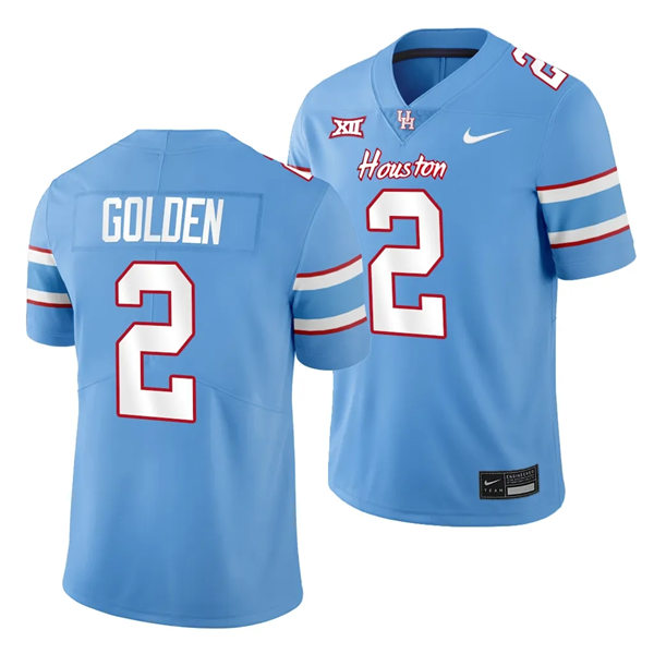 Mens Youth Houston Cougars #2 Matthew Golden Blue Oilers-Themed Retro Football Jersey