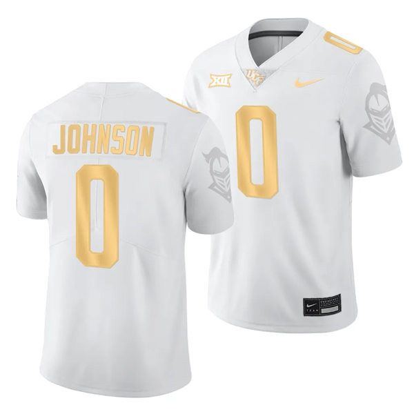 Men's Youth UCF Knights #0 Jason Johnson Nike 2023 BIG-12 White Gold College Football Game Jersey