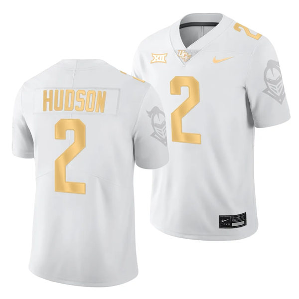Men's Youth UCF Knights #2 Kobe Hudson Nike 2023 BIG-12 White Gold College Football Game Jersey