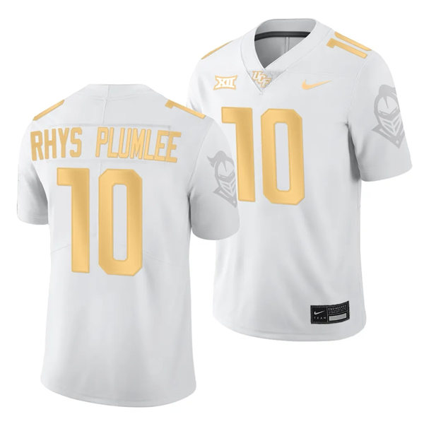 Men's Youth UCF Knights #10 John Rhys Plumlee Nike 2023 BIG-12 White Gold College Football Game Jersey