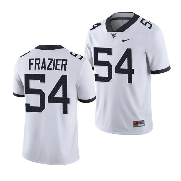 Men's Youth West Virginia Mountaineers #54 Zach Frazier 2023 White College Football Game Jersey