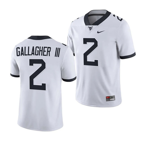 Men's Youth West Virginia Mountaineer #2 Rodney Gallagher III  2023 White College Football Game Jersey