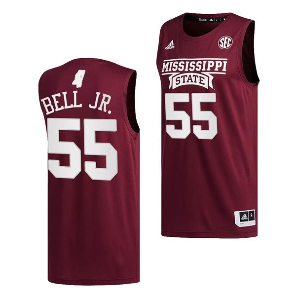 Mens Youth Mississippi State Bulldogs #55 Jimmy Bell Jr.  Adidas Maroon Basketball Limited Jersey