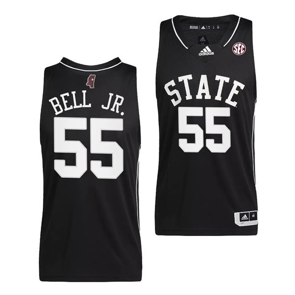 Mens Youth Mississippi State Bulldogs #55 Jimmy Bell Jr. Adidas 2023 Black Basketball Game Jersey