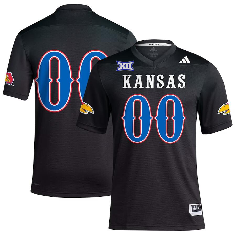 Mens Kansas Jayhawks Custom Adidas  Alternate 2023 BLACKHAWK Football Jersey