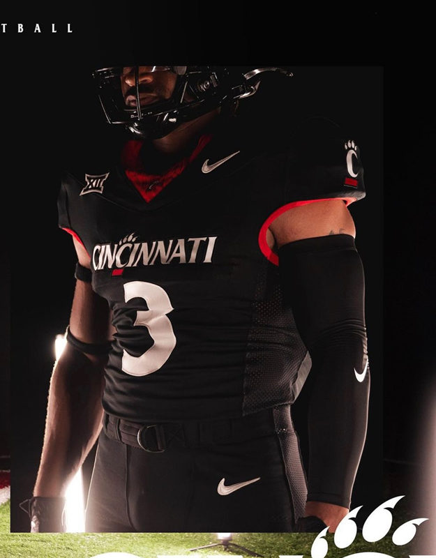 Mens Youth Cincinnati Bearcats #3 Evan Prater 2023 Nike Black BIG-12 Football Game Jersey