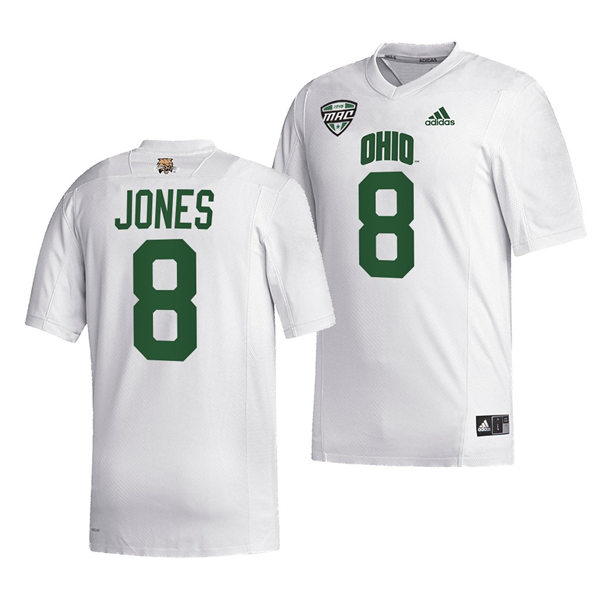 Mens Youth Ohio Bobcats #8 Jacoby Jones Adidas 2023 White College Football Game Jersey