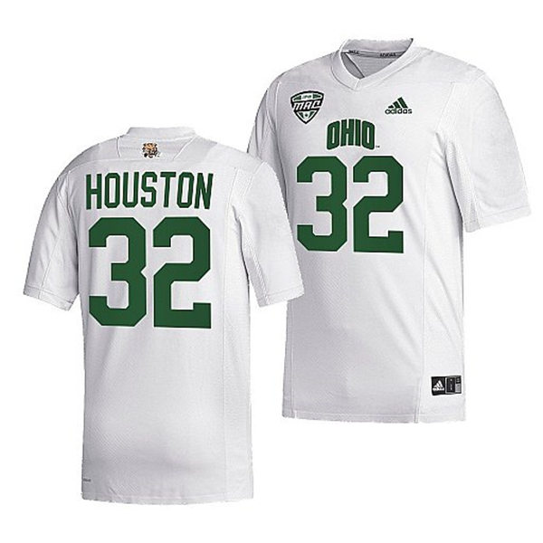 Mens Youth Ohio Bobcats #32 Bryce Houston Adidas 2023 White College Football Game Jersey