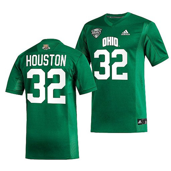 Mens Youth Ohio Bobcats #32 Bryce Houston Adidas 2023 Green College Football Game Jersey