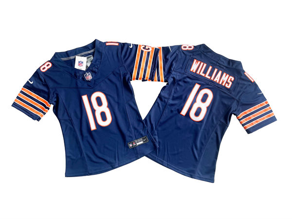 Womens Chicago Bears #18 Caleb Williams Navy Vapor F.U.S.E. Limited Jersey