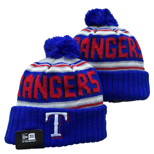 Texas Rangers Royal Cuffed Pom Knit Hat YD222905(3)