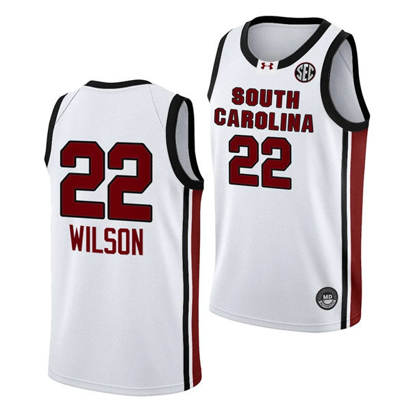 Women's South Carolina Gamecocks #22 A'ja Wilson 2023-24 Home White Women's Basketball Jersey