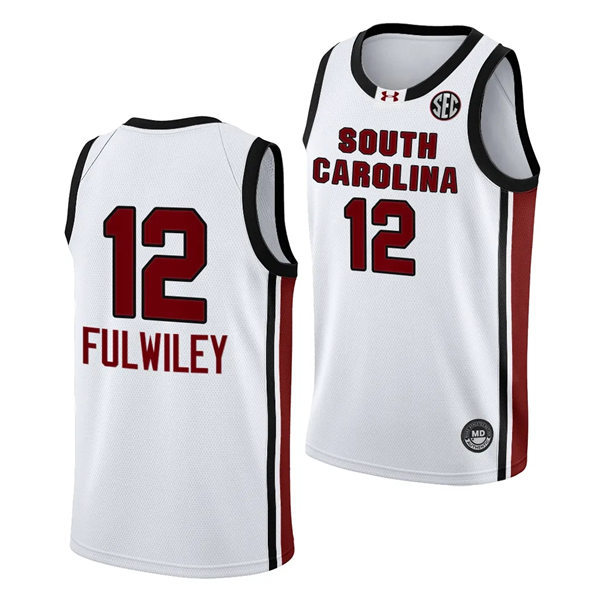 Women's South Carolina Gamecocks #12 MiLaysia Fulwiley 2023-24 Home White Women's Basketball Jersey