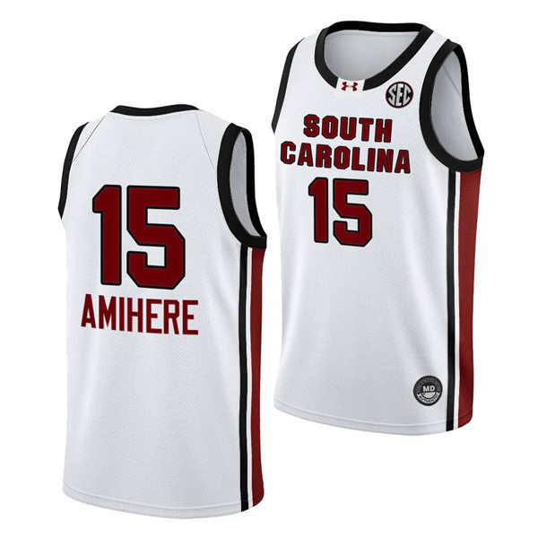 Women's South Carolina Gamecocks #15 Laeticia Amihere 2023-24 Home White Women's Basketball Jersey