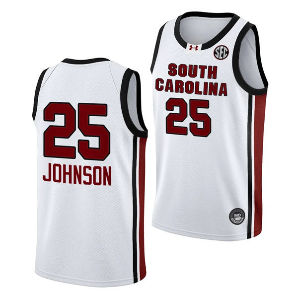 Unisex South Carolina Gamecocks #25 Raven Johnson 2023-24 Home White Women's Basketball Jersey