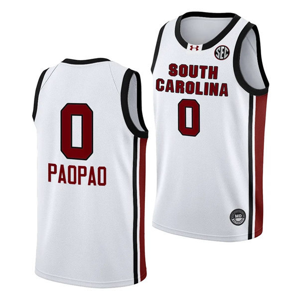 Unisex South Carolina Gamecocks #0 Te-Hina Paopao 2023-24 Home White Women's Basketball Jersey