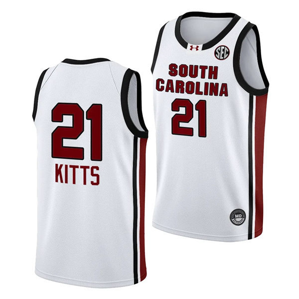 Unisex South Carolina Gamecocks #21 Chloe Kitts 2023-24 Home White Women's Basketball Jersey