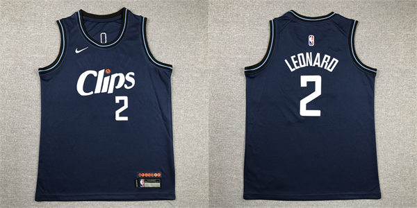 Youth Los Angeles Clippers #2 Kawhi Leonard 2023-24 Navy City Edition Jersey