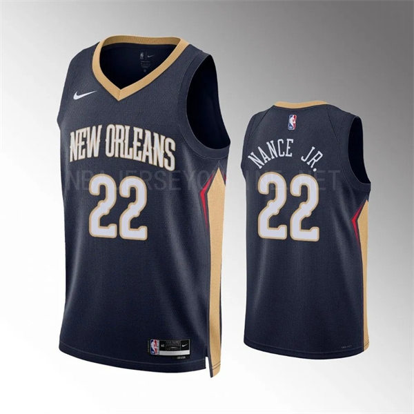 Mens New Orleans Pelicans #22 Larry Nance Jr. Navy Icon Edition Jersey