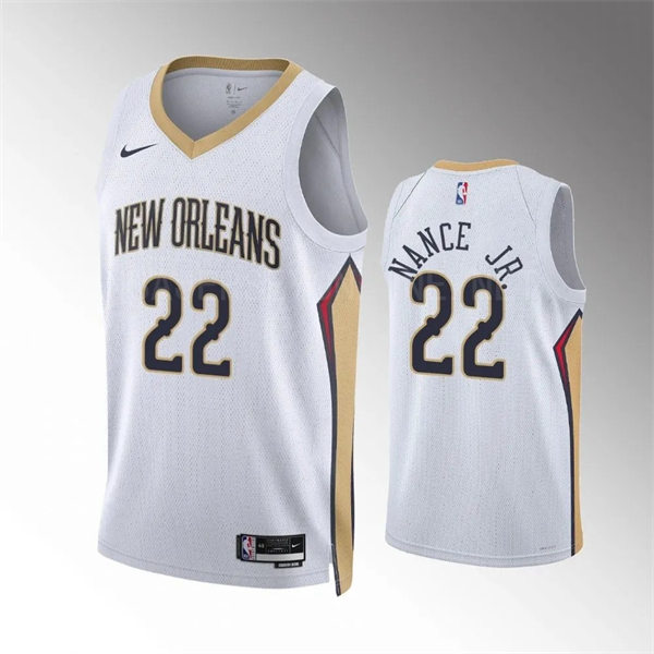 Mens New Orleans Pelicans #22 Larry Nance Jr. White Association Edition Jersey
