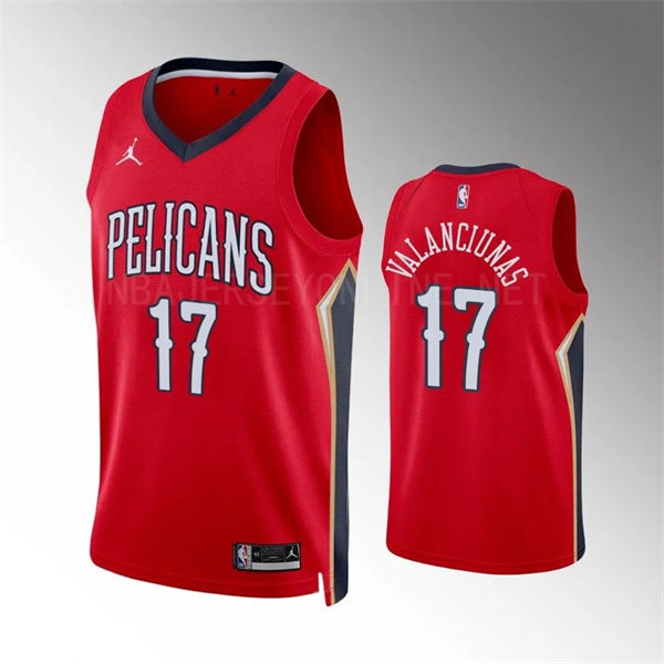 Mens New Orleans Pelicans #17 Jonas Valanciunas Red Statement Edition Jersey