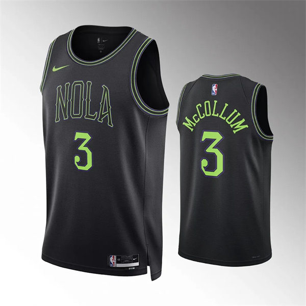 Mens New Orleans Pelicans #3 CJ McCollum Nike Black 2023-24 City Edition Jersey