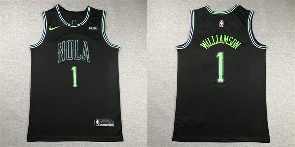 Mens New Orleans Pelicans #1 Zion Williamson Nike Black 2023-24 City Edition Jersey