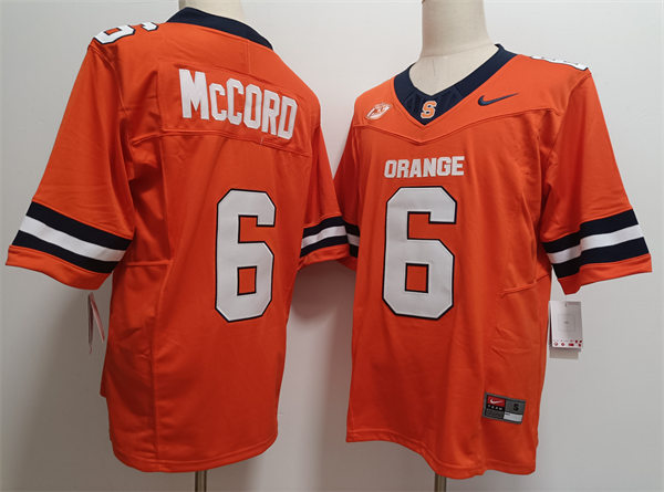 Mens Syracuse Orange #6 Kyle McCord 2024 Orange Football Game Jersey