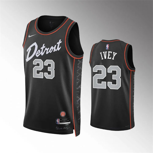 Mens Detroit Pistons #23 Jaden Ivey Black 2023-24 City Edition Jersey