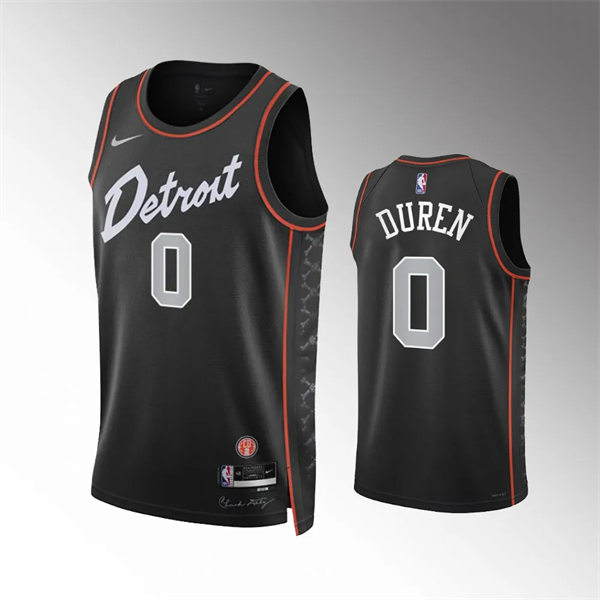 Mens Detroit Pistons #0 Jalen Duren Black 2023-24 City Edition Jersey