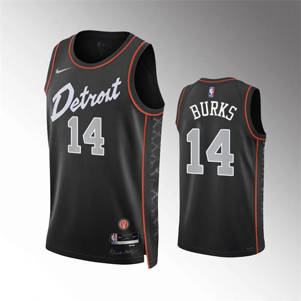 Mens Detroit Pistons #14 Alec Burks Black 2023-24 City Edition Jersey