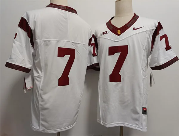 Mens Youth USC Trojans #7 Kamari Ramsey BIG White College Football Game Jersey