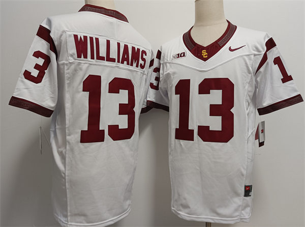 Men's USC Trojans #13 Caleb Williams 2024 BIG White with Name Football Limited Jersey