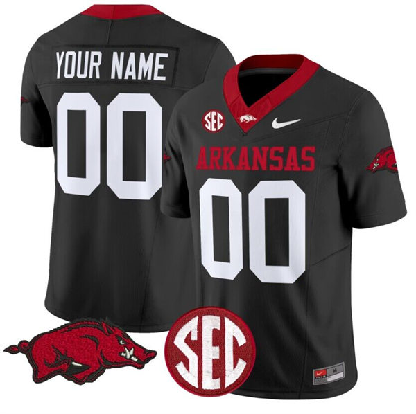 Mens Youth Arkansas Razorbacks Custom Nike Black Football Jersey