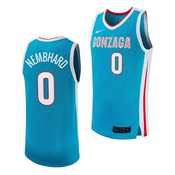 Mens Youth Gonzaga Bulldogs #0 Ryan Nembhard 2023-24 Blue College Basketball Jersey