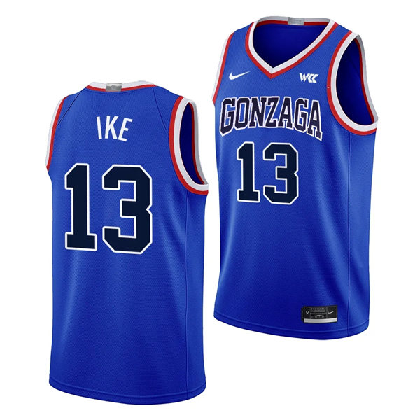 Mens Youth Gonzaga Bulldogs #13 Graham Ike Throwback Basketball Limited uniform Jersey Blue