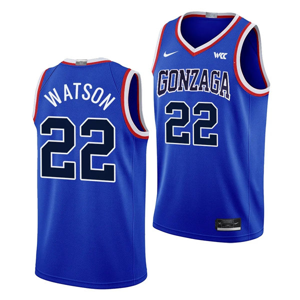 Mens Youth Gonzaga Bulldogs #22 Anton Watson Throwback Basketball Limited uniform Jersey Blue