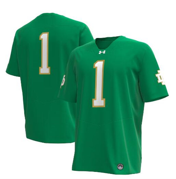 Mens Notre Dame Fighting Irish #1 Jaden Greathouse 2024 Green Alternate Football Game Jersey