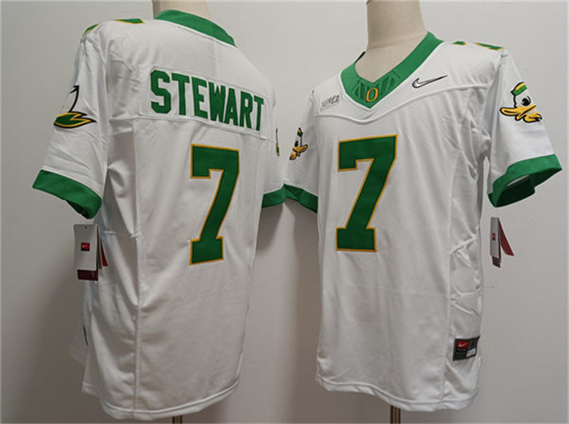Mens Oregon Ducks #7 Evan Stewart F.U.S.E.Limmited 2024 White MIGHTY OREGON Football Game Jersey