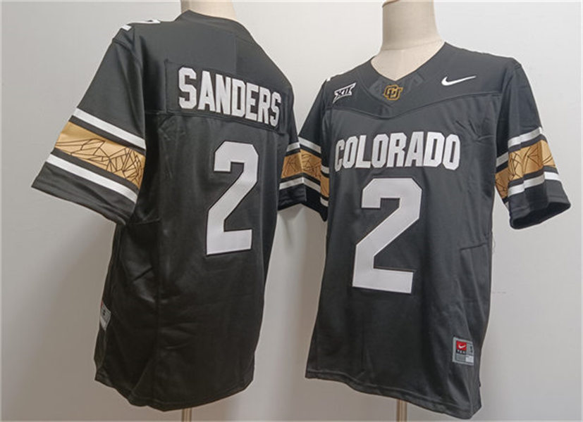 Mens Colorado Buffaloes #2 Shedeur Sanders 2024 XII F.U.S.E. Limited Black White College Football Game Jersey