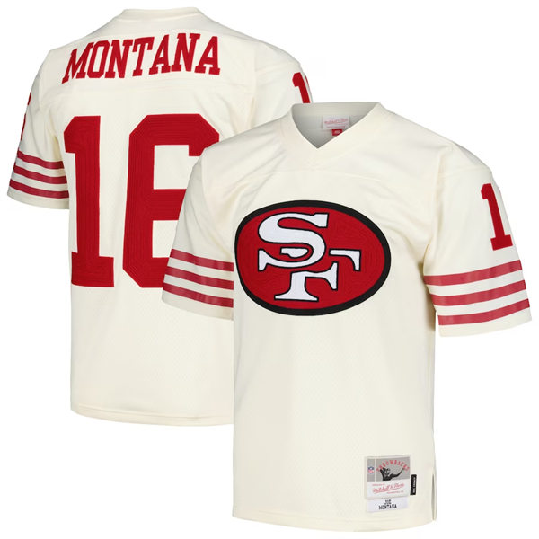 Mens San Francisco 49ers #16 Joe Montana San Francisco 49ers Mitchell & Ness Chainstitch Legacy Jersey - Cream