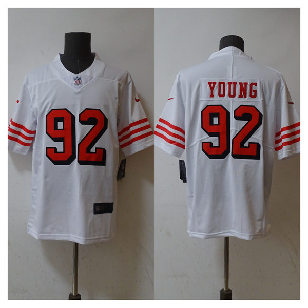 Mens San Francisco 49ers #92 Chase Young Nike White Alternate F.U.S.E. Vapor Limited Player Jersey