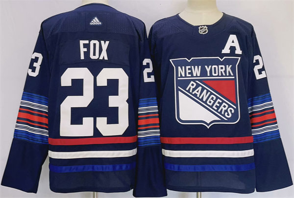 Mens New York Rangers #23 Adam Fox 2023-24 Navy Alternate Premier Jersey