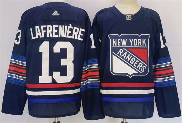 Mens New York Rangers #13 Alexis Lafreniere 2023-24 Navy Alternate Premier Jersey