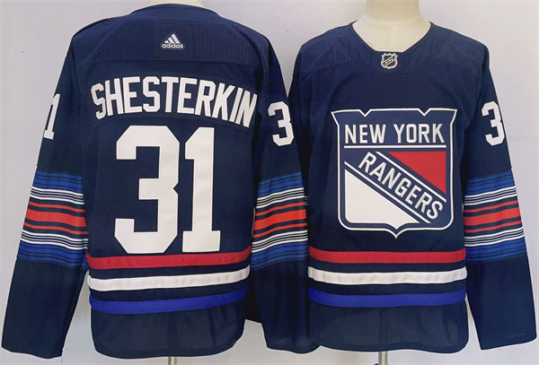 Mens New York Rangers #31 Igor Shesterkin 2023-24 Navy Alternate Premier Jersey