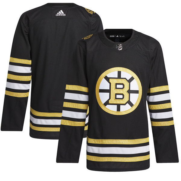 Men's Boston Bruins adidas 100th Anniversary Primegreen Authentic Jersey - Black
