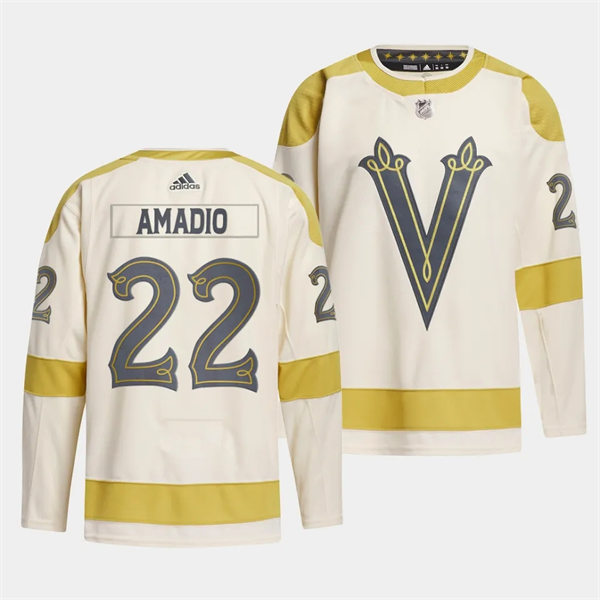 Mens Vegas Golden Knights #22 Michael Amadio Cream 2024 NHL Winter Classic Primegreen Jersey