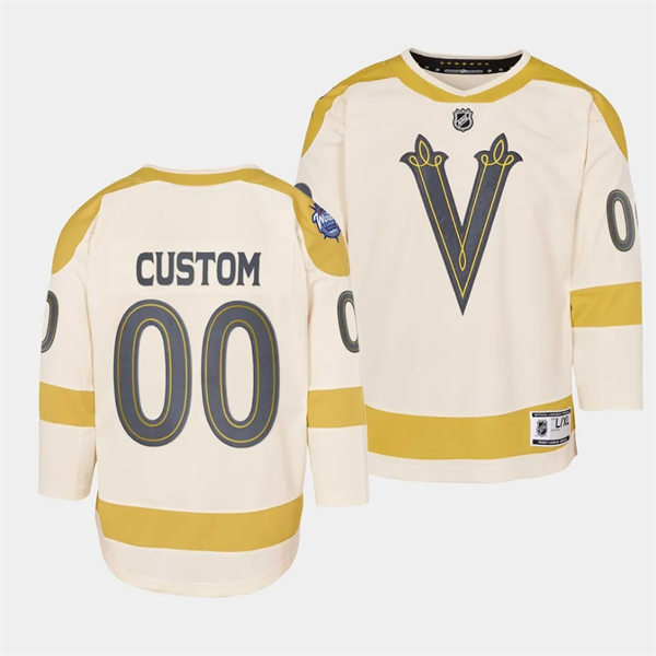 Youth Vegas Golden Knights Custom Cream 2024 NHL Winter Classic Primegreen Jersey