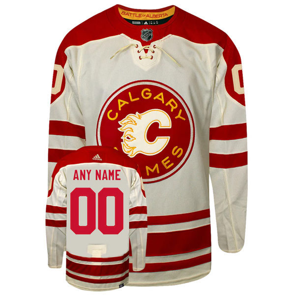 Men's Youth Calgary Flames Custom 2023 NHL Heritage Classic Premier Player Jersey Cream